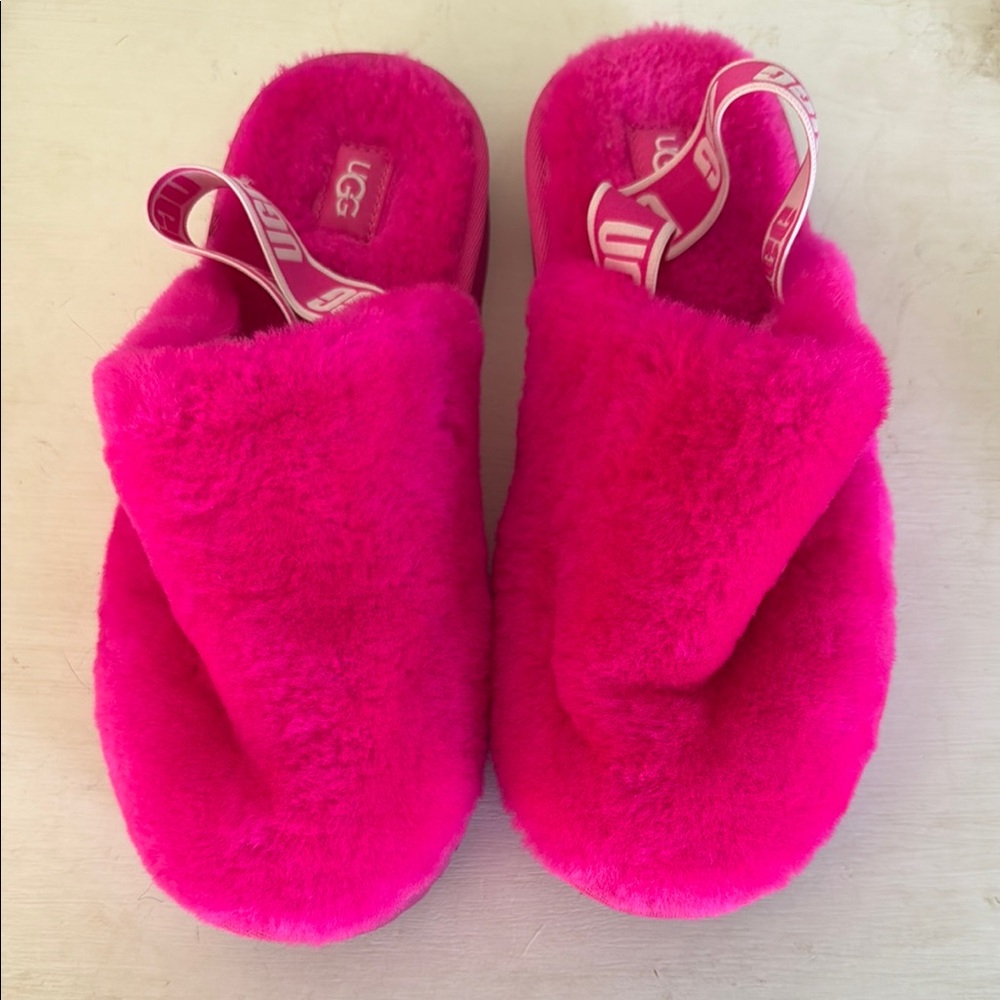 UGG Pink Fluffy Slippers